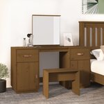 vidaXL Ensemble de coiffeuse et miroir Marron miel Bois de pin solide