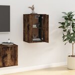 vidaXL Meuble TV mural Chêne fumé 40x34 5x60 cm