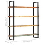 vidaXL Bibliothèque 4 niveaux 160x40x180cm Bois solide de récupération