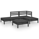 Salon de jardin meuble d'extérieur ensemble de mobilier 5 pièces bois de pin massif noir 02_0016568