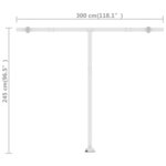 vidaXL Auvent manuel rétractable sur pied 300x250 cm Crème