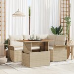 vidaXL Set de 5 pièces de salle à manger de jardin avec coussins Beige Poly Rattan Acacia