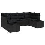 vidaXL Ensemble de canapé de jardin de 6 pièces avec coussins Noir Poly Rattan