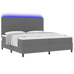 vidaXL Lit avec sommier à ressorts et lumière LED gris 200x200 cm tissu velours côtelé