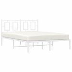vidaXL Cadre de lit métal sans matelas et tête de lit blanc 140x190 cm