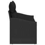 Canapé de jardin 2 places vidaXL avec coussins en poly rotin noir