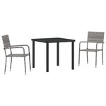 vidaXL Ensemble de jardin 3 pièces gris poly rattan