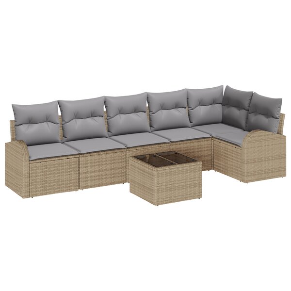 vidaXL Ensemble de canapé de jardin 7 pièces avec coussins en poly rotin noir