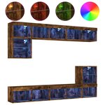 vidaXL Unités murales TV avec LED 8 Pièces chêne fumé bois d'ingénierie