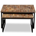 vidaXL Ensemble de table basse gigogne 2 Pièces Teck massif récupération