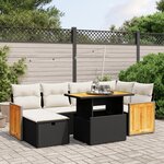 vidaXL Salon de jardin 7 Pièces avec coussins noir résine tressée