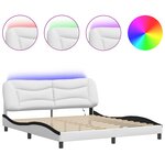 vidaXL Cadre de lit avec lumières LED blanc noir 180x200 cm similicuir