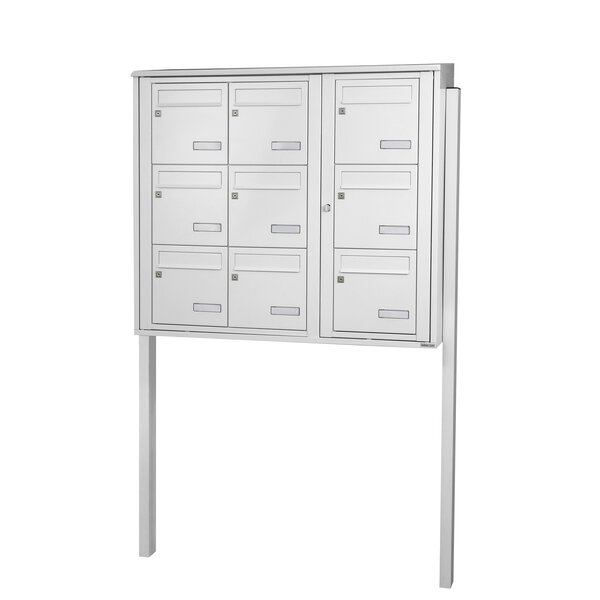 Bloc collectif Leabox 3x3  grade 3  simple face  extérieur  fixation sur pieds à sceller  blanc neige  ral 9016 finition brillante