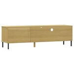 vidaXL Meuble TV avec pieds en métal Marron Bois de pin massif OSLO