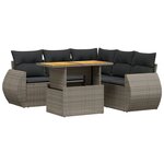 vidaXL Salon de jardin 6 Pièces avec coussins gris résine tressée
