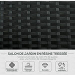 Bain de soleil transat 2 places - grand confort - dossier inclinable multi-positions - matelas fournis crème - résine tressée 4 fils noir