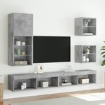 vidaXL Tables de chevet murales avec lumières LED 2 Pièces gris béton