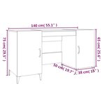 Bureau table poste de travail meuble d'ordinateur informatique étude chêne fumé 140 x 50 x 75 cm bois d'ingénierie brun 02_0023580