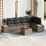 vidaXL Ensemble de canapé de jardin 6 pièces avec coussins Gris Poly rotin Acacia