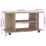 vidaXL Meuble TV et roulettes chêne sonoma 80x40x45 cm bois ingénierie