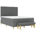 vidaXL Lit à Sommier avec Matelas & Banc Gris Foncé 140x200 cm Tissu