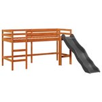 vidaXL Lit mezzanine enfants et rideaux rose 90x200cm bois pin massif