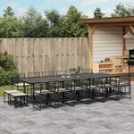vidaXL Ensemble à manger de jardin 17 Pièces coussins noir résine tressée