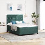 lit Box Spring vidaXL avec matelas et LED vert foncé 160x200 cm en velours