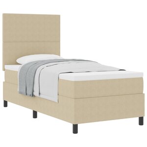vidaXL Lit à Ressorts avec Matelas Vert Clair Gris Simple Tissu Côtelé