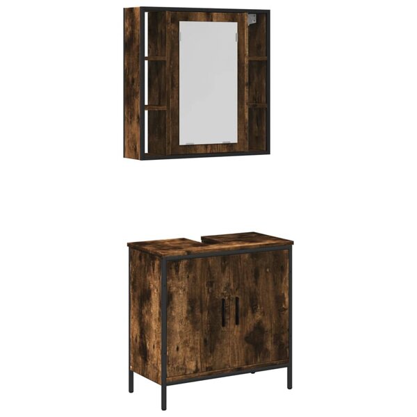 vidaXL Ensemble de meubles de salle de bain 2 Pièces Chêne fumé