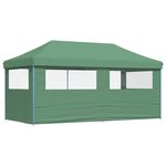 vidaXL Tente de réception pliable escamotable 3 parois latérales vert