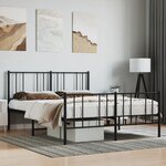 vidaXL Cadre de lit métal avec tête de lit/pied de lit noir 135x190 cm