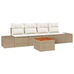 vidaXL Ensemble de canapé de jardin 5 pièces avec coussins Beige Rattan Acacia