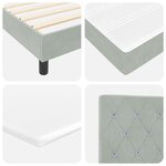 Lit box spring vidaXL avec matelas et lumière LED Gris clair 160x200 cm Velours