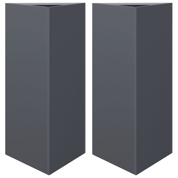 vidaXL Jardinières 2 Pièces anthracite triangulaire 40x34 5x70 cm acier