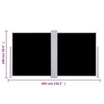 vidaXL Auvent latéral rétractable Noir 100 x 600 cm