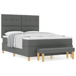 vidaXL Lit à ressorts avec Matelas & Banc Gris Foncé 160x200 cm Tissu