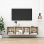 vidaXL Meuble TV mural Chêne sonoma 37x37x142 5 cm Bois d’ingénierie