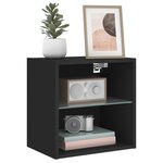 vidaXL Table de chevet murale avec lumières LED noir
