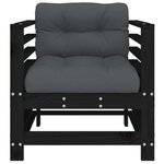vidaXL Chaises de jardin et coussins lot de 2 noir bois de pin massif