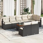Ensemble de Canapé de Jardin de 9 Pièces avec Coussins en Rattan Poly Noir Acacia
