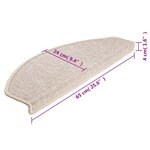 vidaXL Tapis d'escalier 15 Pièces Taupe 65 x 24 x 4 cm