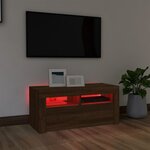 vidaXL Meuble TV avec lumières LED Chêne marron 90x35x40 cm