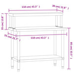 vidaXL Table de travail de cuisine avec étagère 110x55x120 cm inox
