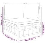 Salon de jardin meuble d'extérieur ensemble de mobilier 11 pièces avec coussins blanc crème bambou 02_0015302