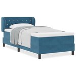 Lit à ressort vidaXL avec matelas bleu foncé 90x190 cm en velours