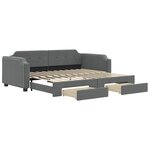 vidaXL Lit de jour avec gigogne et tiroirs gris foncé 90x190 cm tissu