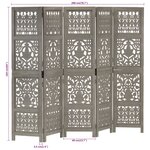 vidaXL Cloison de séparation 5 panneaux Gris 200x165 cm Bois manguier