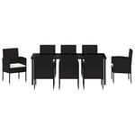 vidaXL Ensemble de salle à manger de jardin 9 pièces avec coussins Rattan Poly Noir