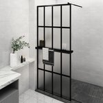 vidaXL Paroi de douche avec étagère Noir 90x195 cm Verre ESG&Aluminium